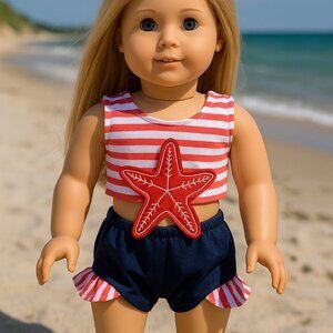 American Girl & 18-Inch Doll Starfish Swimsuit – 2-Piece Connected Outfit